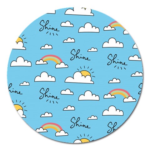 Seamless Pattern Vector Owl Cartoon With Bugs Magnet 5  (Round) from ArtsNow.com Front
