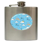 Seamless Pattern Vector Owl Cartoon With Bugs Hip Flask (6 oz)