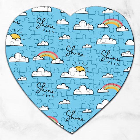 Seamless Pattern Vector Owl Cartoon With Bugs Jigsaw Puzzle (Heart) from ArtsNow.com Front