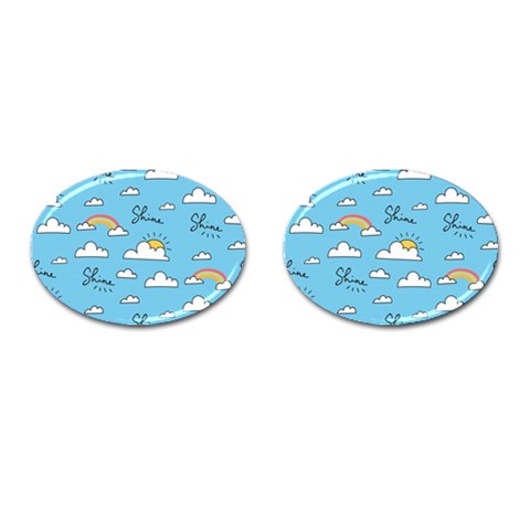 Seamless Pattern Vector Owl Cartoon With Bugs Cufflinks (Oval) from ArtsNow.com Front(Pair)
