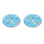 Seamless Pattern Vector Owl Cartoon With Bugs Cufflinks (Oval)