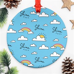 Seamless Pattern Vector Owl Cartoon With Bugs Round Ornament (Two Sides) from ArtsNow.com Front
