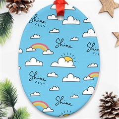 Seamless Pattern Vector Owl Cartoon With Bugs Oval Ornament (Two Sides) from ArtsNow.com Back