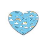 Seamless Pattern Vector Owl Cartoon With Bugs Rubber Coaster (Heart)