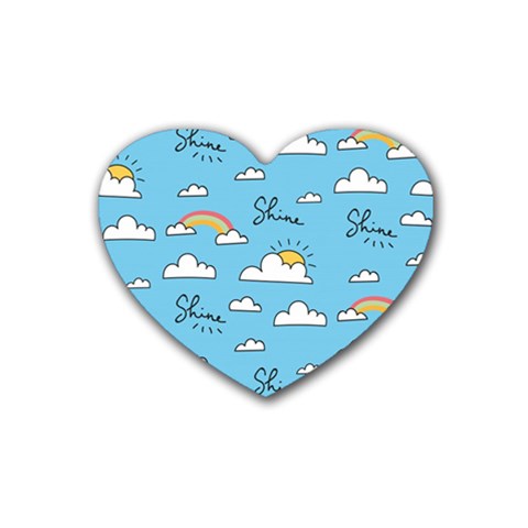 Seamless Pattern Vector Owl Cartoon With Bugs Rubber Heart Coaster (4 pack) from ArtsNow.com Front