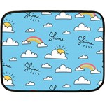 Seamless Pattern Vector Owl Cartoon With Bugs Two Sides Fleece Blanket (Mini)