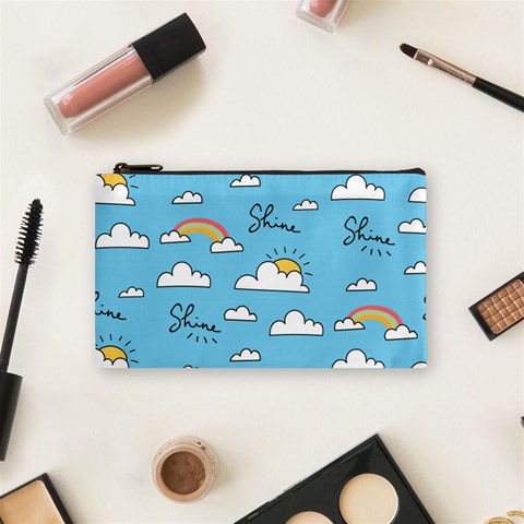 Seamless Pattern Vector Owl Cartoon With Bugs Cosmetic Bag (Small) from ArtsNow.com Front