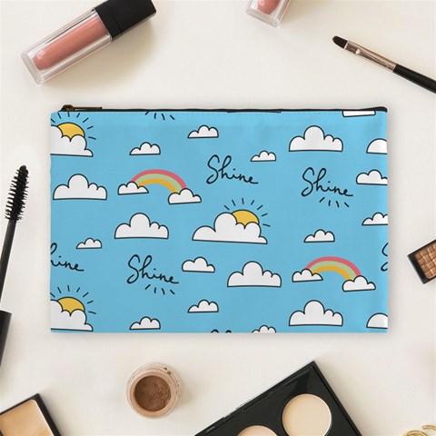 Seamless Pattern Vector Owl Cartoon With Bugs Cosmetic Bag (Large) from ArtsNow.com Front