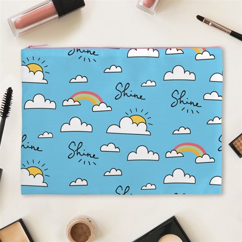 Seamless Pattern Vector Owl Cartoon With Bugs Cosmetic Bag (XL) from ArtsNow.com Front