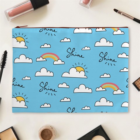 Seamless Pattern Vector Owl Cartoon With Bugs Cosmetic Bag (XL) from ArtsNow.com Front