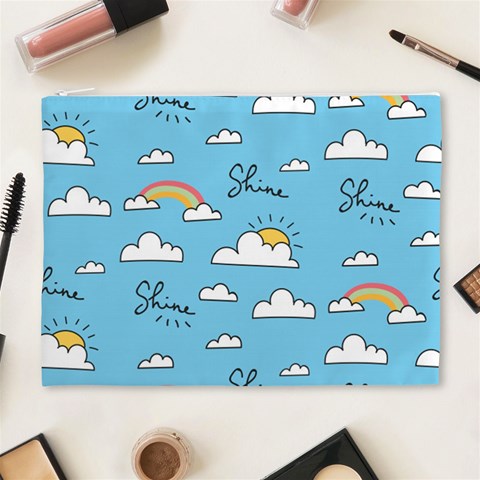 Seamless Pattern Vector Owl Cartoon With Bugs Cosmetic Bag (XL) from ArtsNow.com Front