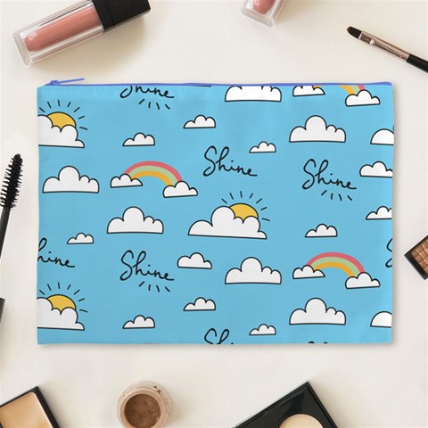 Seamless Pattern Vector Owl Cartoon With Bugs Cosmetic Bag (XL) from ArtsNow.com Front