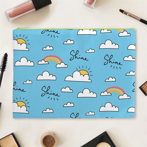 Seamless Pattern Vector Owl Cartoon With Bugs Cosmetic Bag (XL) from ArtsNow.com Front