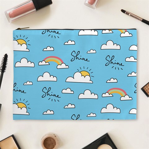 Seamless Pattern Vector Owl Cartoon With Bugs Cosmetic Bag (XL) from ArtsNow.com Front