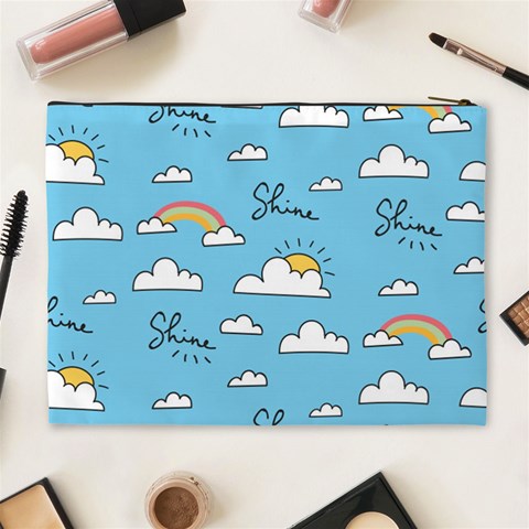 Seamless Pattern Vector Owl Cartoon With Bugs Cosmetic Bag (XL) from ArtsNow.com Back