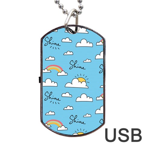 Seamless Pattern Vector Owl Cartoon With Bugs Dog Tag USB Flash (One Side) from ArtsNow.com Front