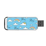 Seamless Pattern Vector Owl Cartoon With Bugs Portable USB Flash (One Side)
