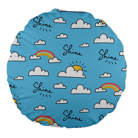 Seamless Pattern Vector Owl Cartoon With Bugs Large 18  Premium Round Cushions from ArtsNow.com Back
