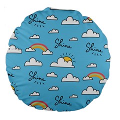 Seamless Pattern Vector Owl Cartoon With Bugs Large 18  Premium Round Cushions from ArtsNow.com Back