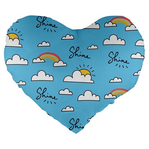 Seamless Pattern Vector Owl Cartoon With Bugs Large 19  Premium Heart Shape Cushions from ArtsNow.com Front