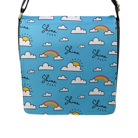 Seamless Pattern Vector Owl Cartoon With Bugs Flap Closure Messenger Bag (L) from ArtsNow.com Front
