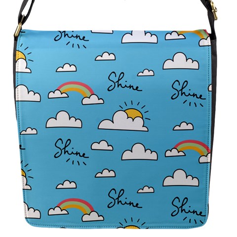 Seamless Pattern Vector Owl Cartoon With Bugs Flap Closure Messenger Bag (S) from ArtsNow.com Front