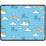 Seamless Pattern Vector Owl Cartoon With Bugs Two Sides Fleece Blanket (Medium)