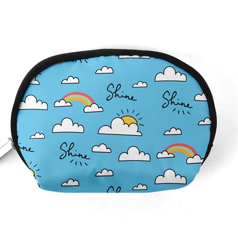 Seamless Pattern Vector Owl Cartoon With Bugs Accessory Pouch (Medium) from ArtsNow.com Back