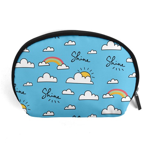 Seamless Pattern Vector Owl Cartoon With Bugs Accessory Pouch (Large) from ArtsNow.com Front