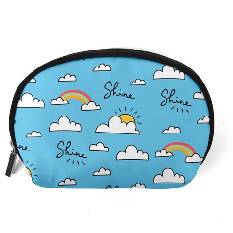 Seamless Pattern Vector Owl Cartoon With Bugs Accessory Pouch (Large) from ArtsNow.com Back