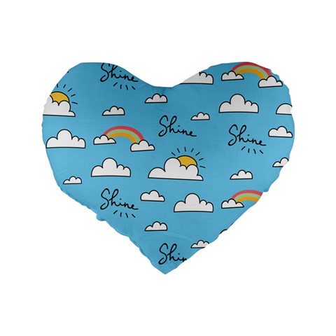 Seamless Pattern Vector Owl Cartoon With Bugs Standard 16  Premium Flano Heart Shape Cushions from ArtsNow.com Back