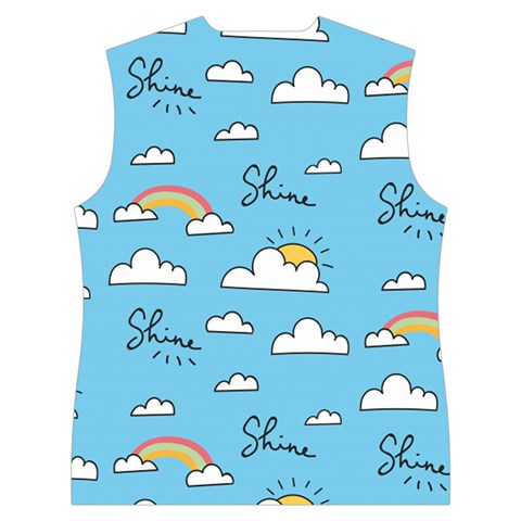 Seamless Pattern Vector Owl Cartoon With Bugs Women s Button Up Vest from ArtsNow.com Back