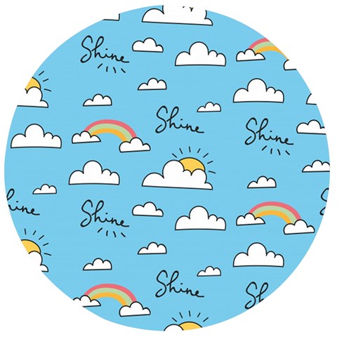 Seamless Pattern Vector Owl Cartoon With Bugs Wooden Bottle Opener (Round) from ArtsNow.com Front