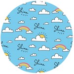 Seamless Pattern Vector Owl Cartoon With Bugs Wooden Bottle Opener (Round)