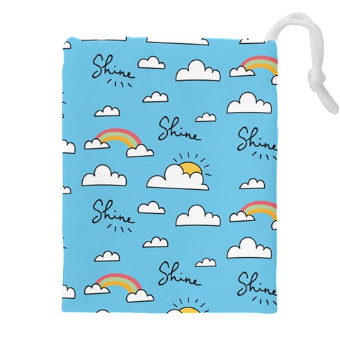 Seamless Pattern Vector Owl Cartoon With Bugs Drawstring Pouch (4XL) from ArtsNow.com Front