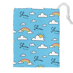 Seamless Pattern Vector Owl Cartoon With Bugs Drawstring Pouch (4XL) from ArtsNow.com Front