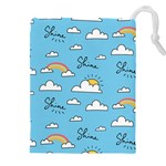 Seamless Pattern Vector Owl Cartoon With Bugs Drawstring Pouch (4XL)