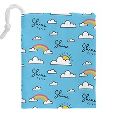 Seamless Pattern Vector Owl Cartoon With Bugs Drawstring Pouch (4XL) from ArtsNow.com Back