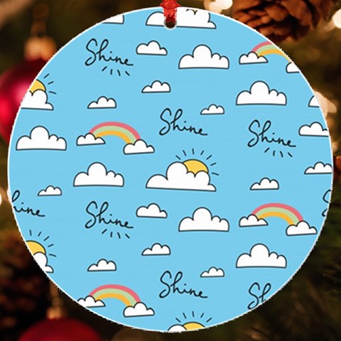 Seamless Pattern Vector Owl Cartoon With Bugs UV Print Acrylic Ornament Round from ArtsNow.com Front