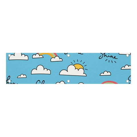 Seamless Pattern Vector Owl Cartoon With Bugs Banner and Sign 4  x 1  from ArtsNow.com Front