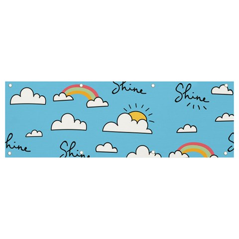 Seamless Pattern Vector Owl Cartoon With Bugs Banner and Sign 9  x 3  from ArtsNow.com Front