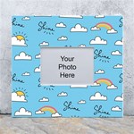 Seamless Pattern Vector Owl Cartoon With Bugs White Wall Photo Frame 5  x 7 