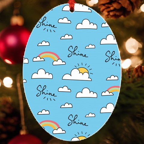 Seamless Pattern Vector Owl Cartoon With Bugs UV Print Acrylic Ornament Oval from ArtsNow.com Front