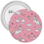 Cute Unicorn Seamless Pattern 3  Buttons