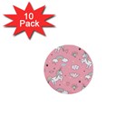 Cute Unicorn Seamless Pattern 1  Mini Buttons (10 pack) 