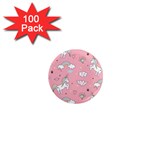 Cute Unicorn Seamless Pattern 1  Mini Magnets (100 pack) 