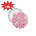 Cute Unicorn Seamless Pattern 1.75  Buttons (100 pack) 