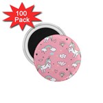 Cute Unicorn Seamless Pattern 1.75  Magnets (100 pack) 