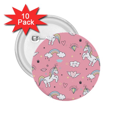 Cute Unicorn Seamless Pattern 2.25  Buttons (10 pack)  from ArtsNow.com Front