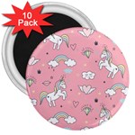 Cute Unicorn Seamless Pattern 3  Magnets (10 pack) 
